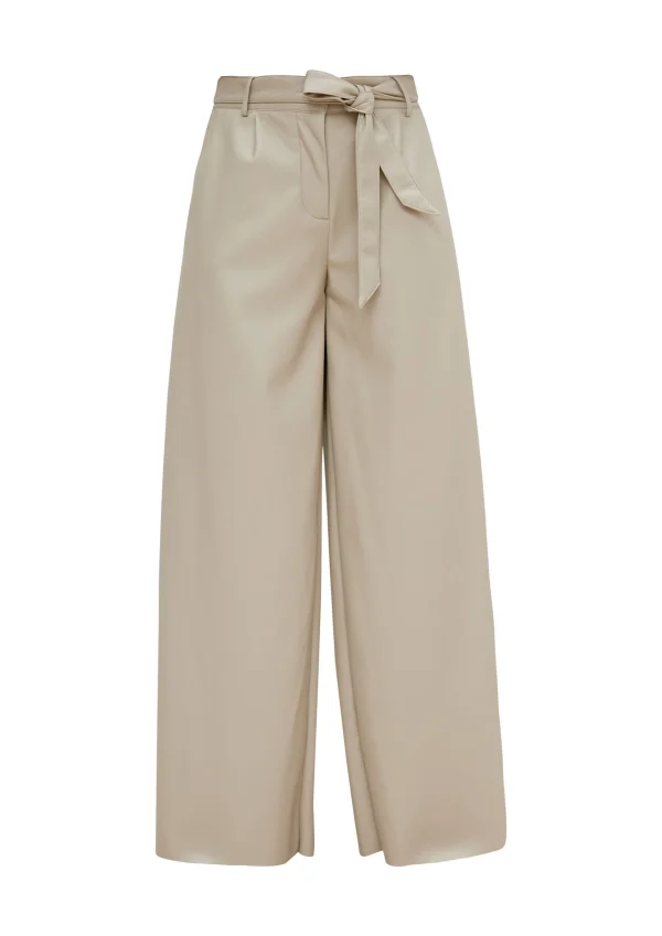 Comma Kunstleder-Hose Beige 1