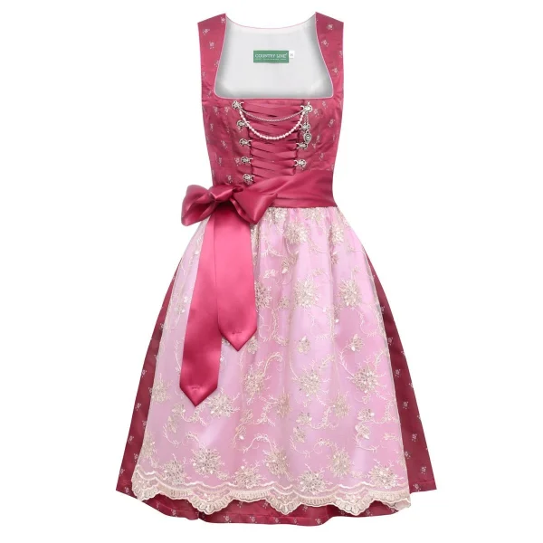 Country Line Midi Dirndl In Bordeaux 1