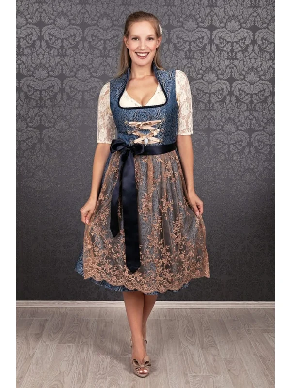 Edelnice Dirndl “Estelle” In Blau/ Creme 3