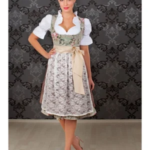 Edelnice Dirndl In Beige/ Hellbraun/ Weiß 9