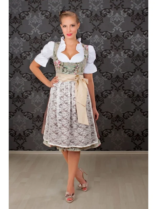 Edelnice Dirndl In Beige/ Hellbraun/ Weiß 3