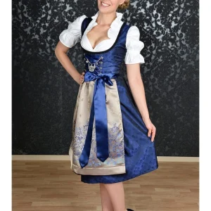 Edelnice Dirndl In Blau/ Beige 8