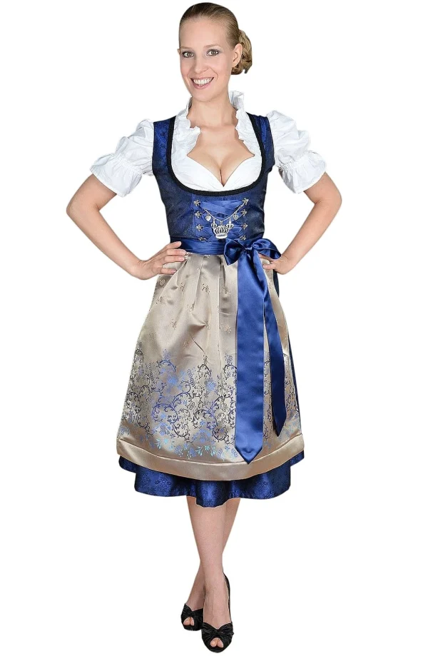 Edelnice Midi Dirndl 2-teilig In Blau, Gold 6