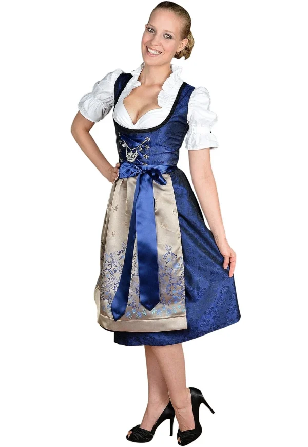 Edelnice Midi Dirndl 2-teilig In Blau, Gold 7