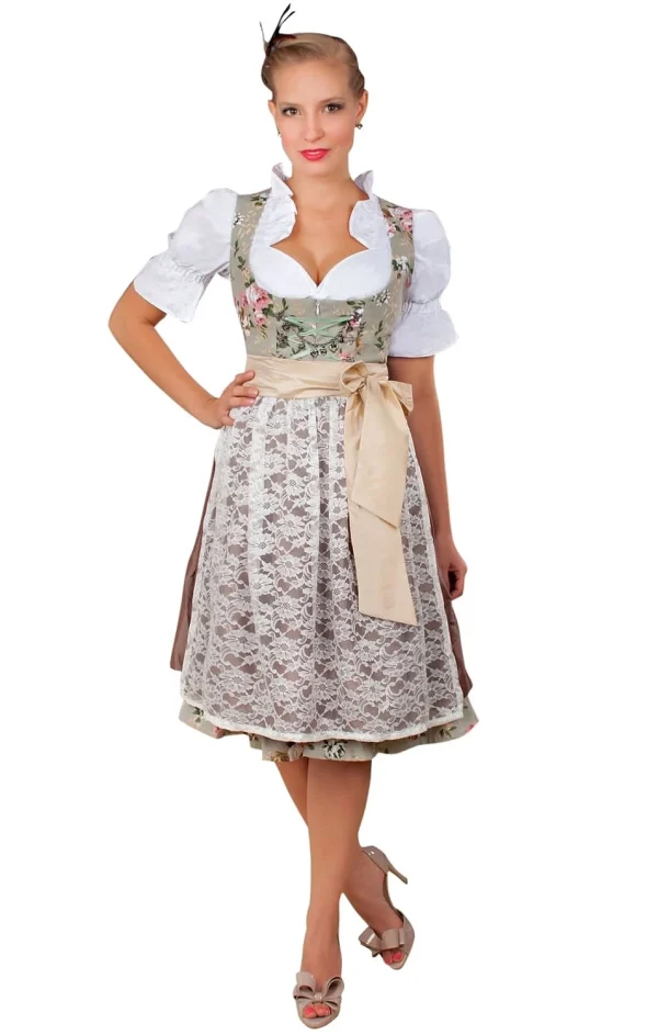 Edelnice Midi Dirndl 2-teilig In Creme, Grün 5