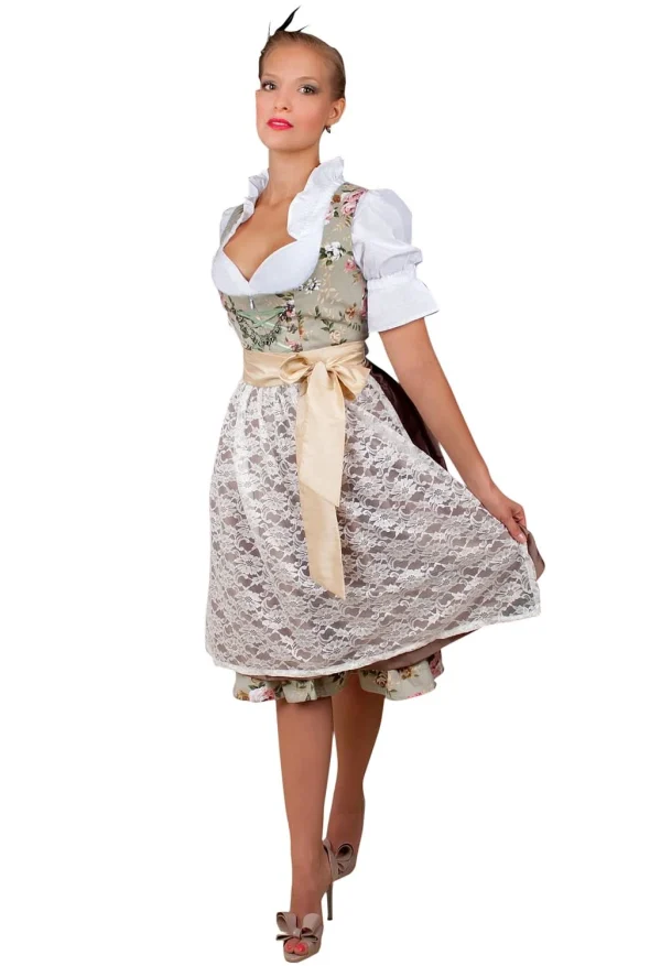 Edelnice Midi Dirndl 2-teilig In Creme, Grün 6