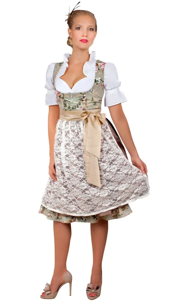 Edelnice Midi Dirndl 2-teilig In Creme, Grün 7