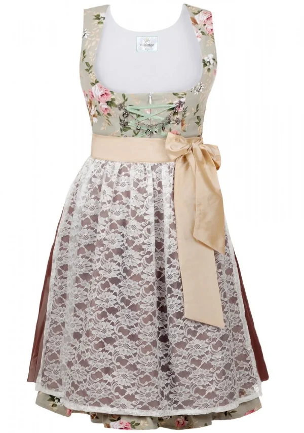 Edelnice Midi Dirndl 2-teilig In Creme, Grün 1