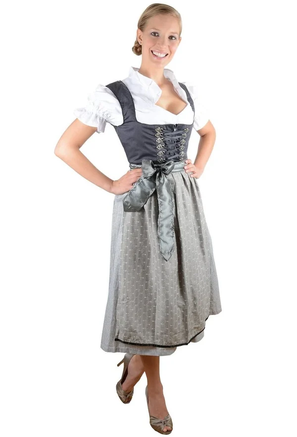 Edelnice Midi Dirndl 3-teilig In Anthrazit 5