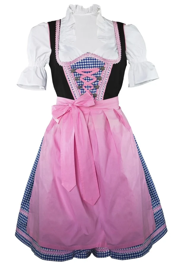 Edelnice Mini Dirndl 3-teilig In Blau, Rosa, Schwarz 1