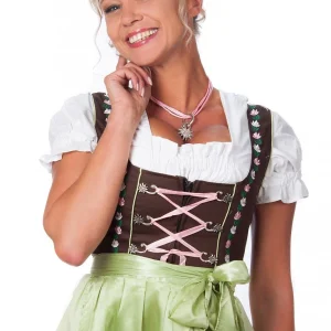 Edelnice Mini Dirndl 3-teilig In Grün, Pink 14