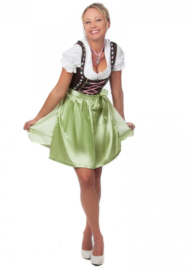 Edelnice Mini Dirndl 3-teilig In Grün, Pink 7