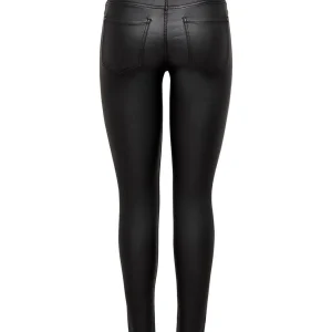 JACQUELINE DE YONG Skinny Jeans Leder Optik High Waist Stretch Coated Denim Pants In Schwarz 21