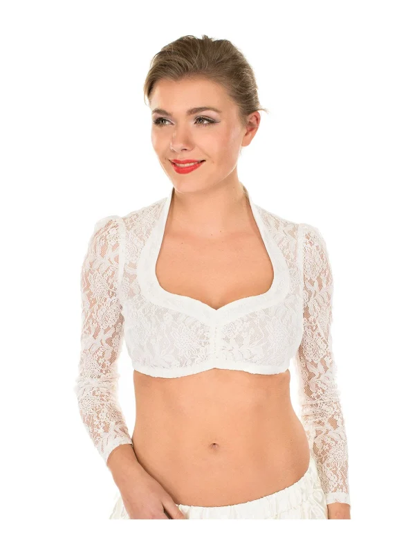 MarJo Dirndlbluse BECCA-CELINA Weiss Langarm 1