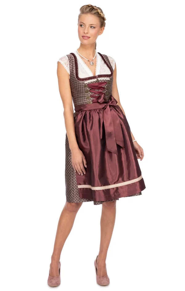 MarJo Mini Dirndl 2tlg. 58cm KÄTHE Burgund Gold 6