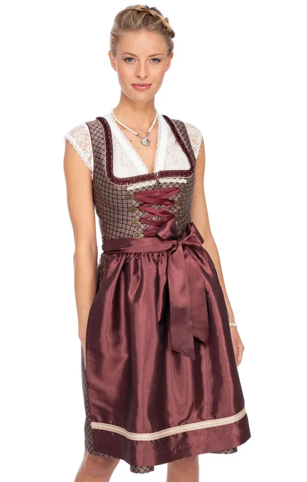 MarJo Mini Dirndl 2tlg. 58cm KÄTHE Burgund Gold 1