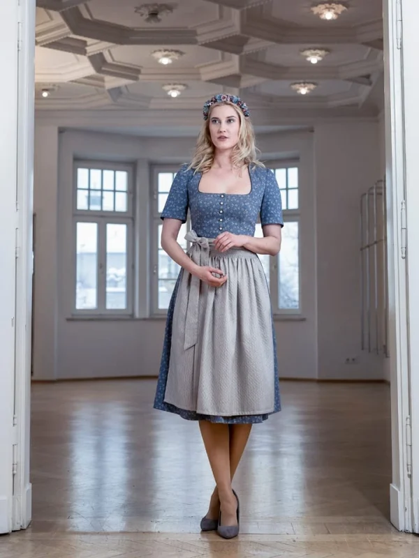 Melega Dirndl “Quirina” In Blau/ Grau 1