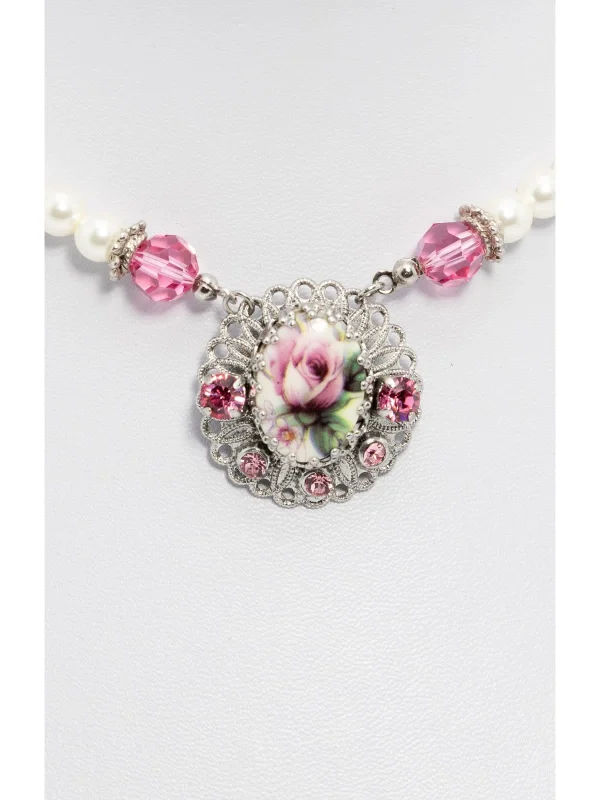 Schuhmacher Collier 1799 Blumenanhänger, Rosa 3