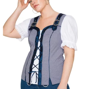 Sheego Trachtenbluse In Royalblau-weiß 13