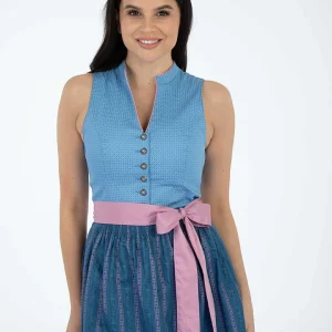 Turi Landhaus Dirndl In Blau/ Rosa 10