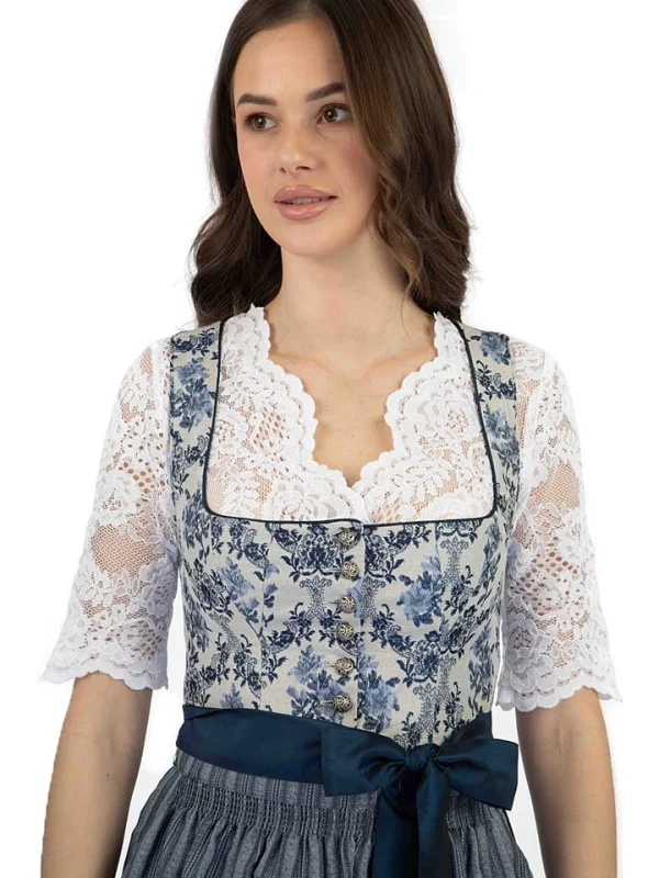 Turi Landhaus Dirndl In Dunkelblau/ Creme 4