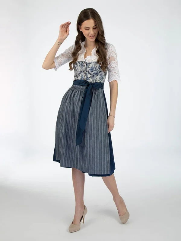 Turi Landhaus Dirndl In Dunkelblau/ Creme 1