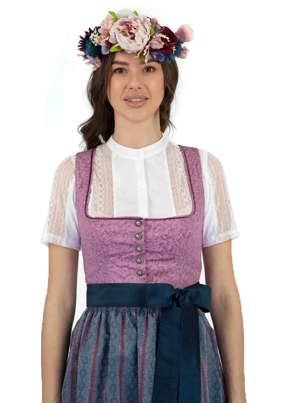 Turi Landhaus Dirndl In Lila/ Dunkelblau 4