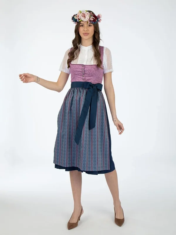 Turi Landhaus Dirndl In Lila/ Dunkelblau 1